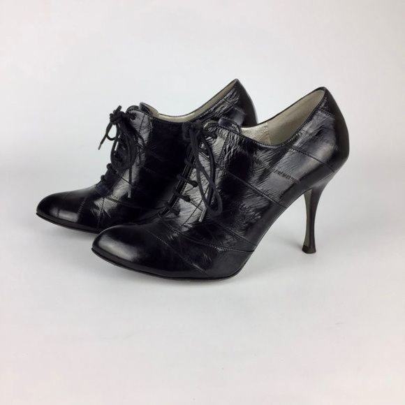 Dolce Gabbana Black Lace Up Oxford Stiletto Booties size EU 36.5 US 6.5 - Picture 3 of 16